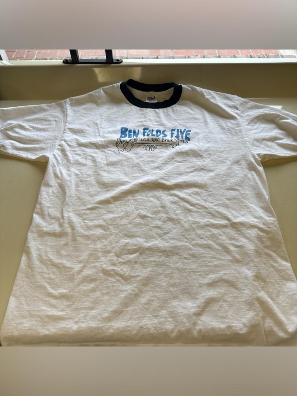 White Ringer T-Shirt with Blue Logo BEN FOLDS FIVE BAND TEE